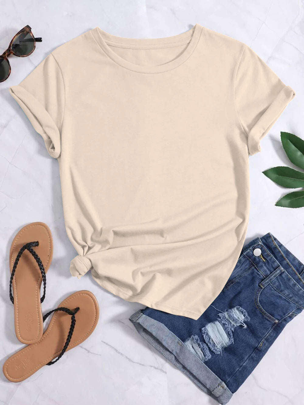 Solid Color Women T Shirts Comfortable Summer Tee Shirt Breathable Soft Oversized Streetwear Loose Hip Hop Short Sleeve Female