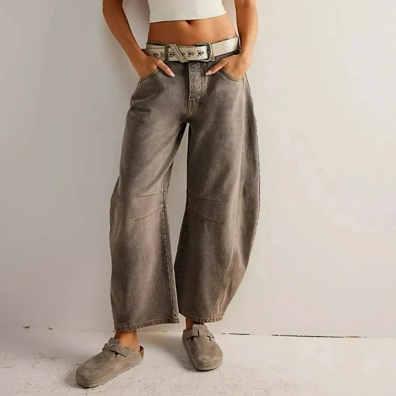New Retro Women Jeans Fashion Baggy Wide Leg Pants Straight Loose Denim Trousers Casual Washed Jeans Harajuku Streetwear